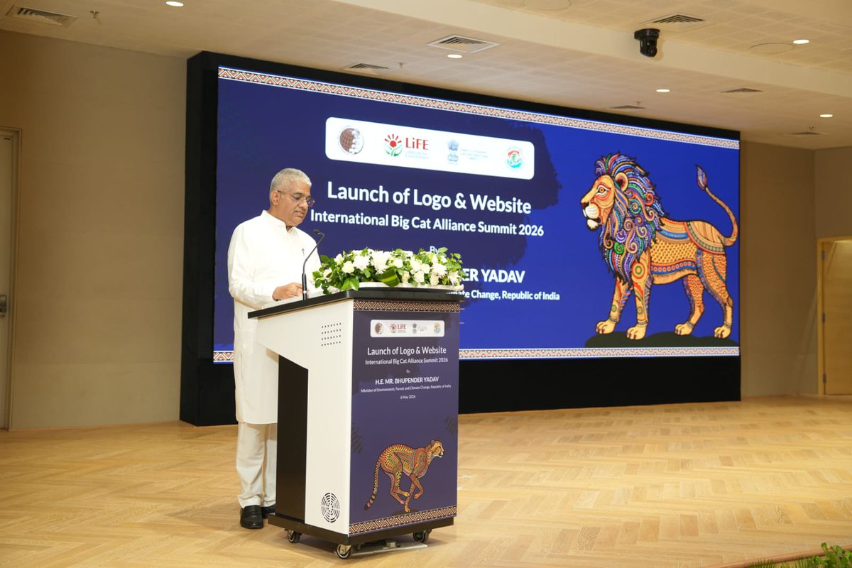 moefcc's tweet photo. HMEFCC Shri @byadavbjp launched the official logo and website of the IBCA Summit Bharat 2026 today at Indira Paryavaran Bhawan, New Delhi.

The event was graced by Secretary, MoEFCC, Shri Tanmay Kumar, dignitaries from IBCA member countries, and senior MoEFCC officials.

A significant step towards global cooperation for big cat conservation!

#IBCASummit2026