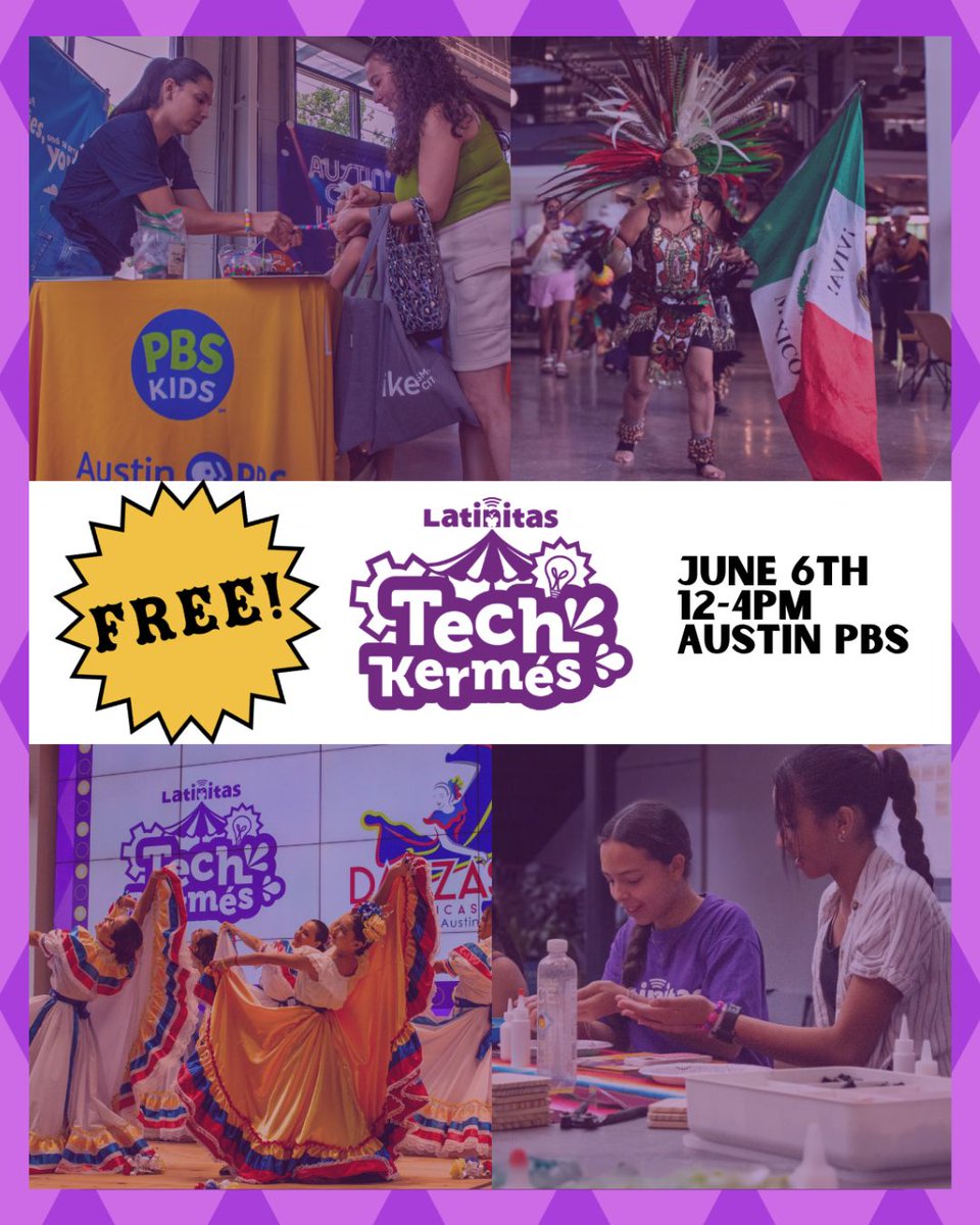 Latinitas's tweet photo. Step into a world where cultura meets innovation ✨

Join us on Saturday, June 6 from 12–4 PM at  @austinpbs  for TechKermés, a vibrant community festival celebrating technology and the arts. https://t.co/AwQaJlQxGL