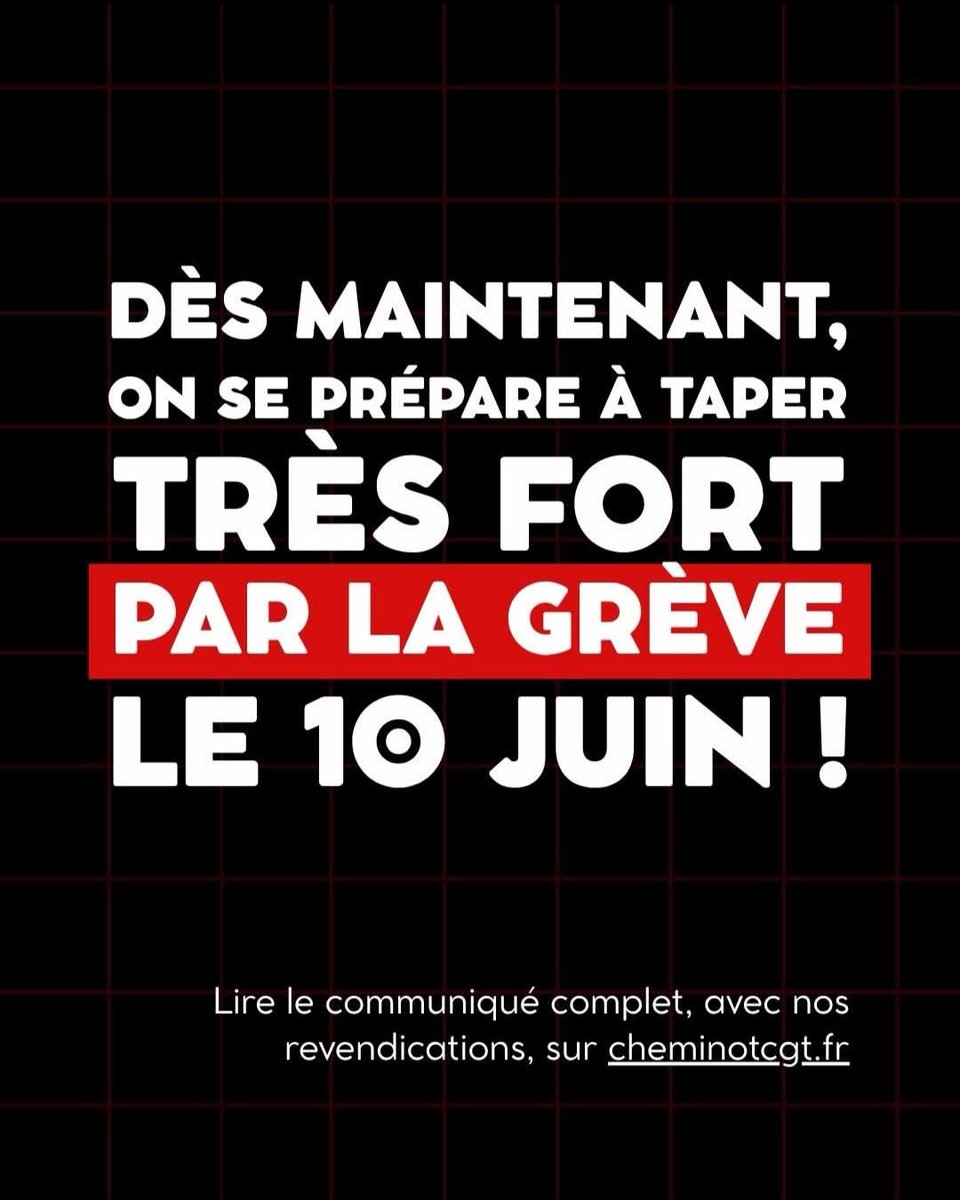 PolcomCGTAlpes's tweet photo. 📍PRÉAVIS DE GRÈVE UNITAIRE du 09 JUIN 19h00 au 11 JUIN 6h00.
🚩Dépôt des D2I dès maintenant
#greve
#unitaire
#Cheminots #cgt https://t.co/0ZlUQVsLk1
