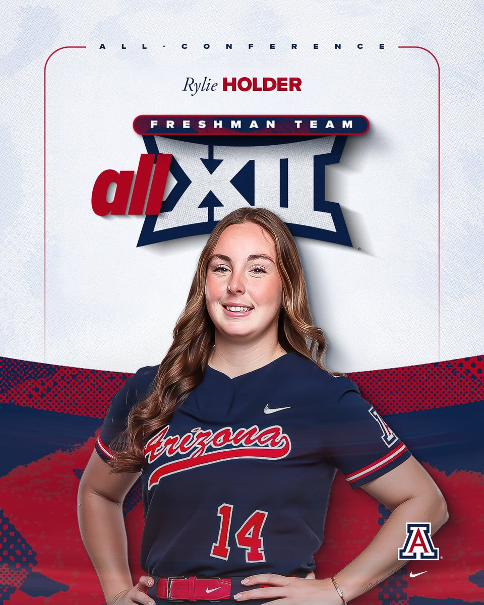 ArizonaSoftball's tweet photo. 𝐀𝐋𝐋-𝐁𝐈𝐆 𝟏𝟐 🏆

@RylieHolder14 earns All-Freshman team honors after winning 11 games in the circle and tossing four complete games! https://t.co/63YVIg3oxM