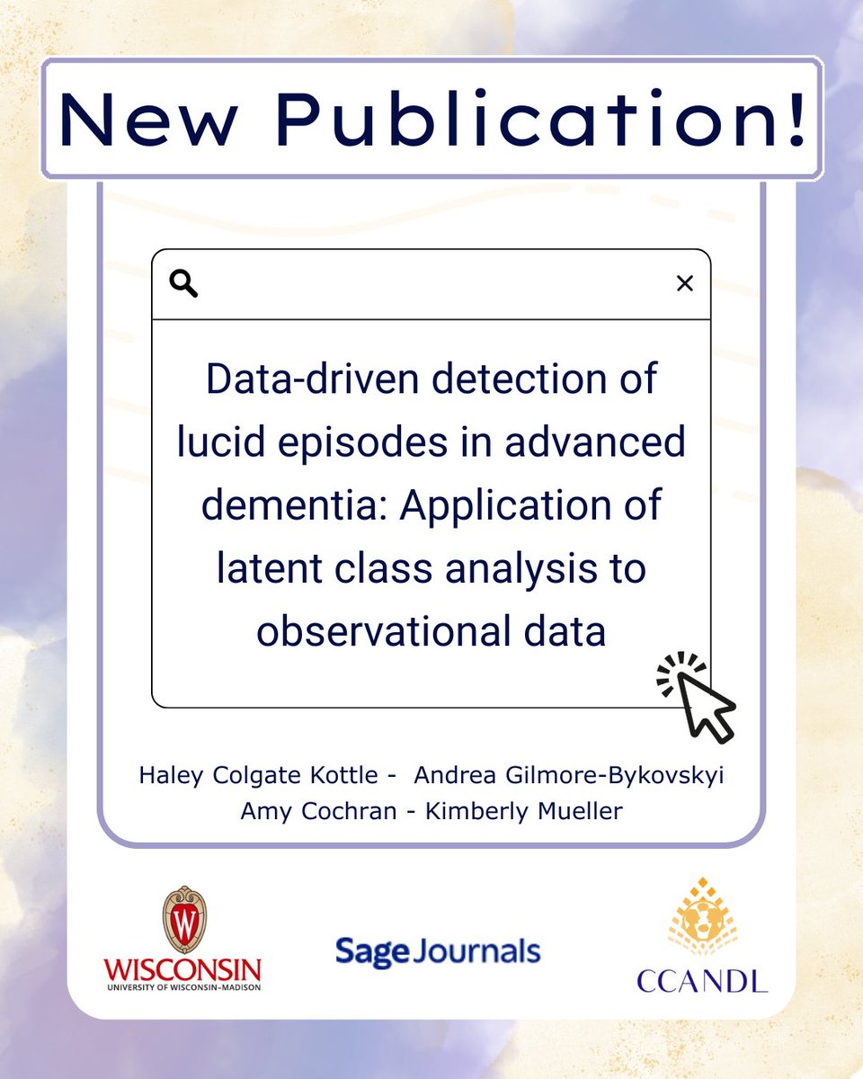 ccandl's tweet photo. Exciting news from the Gilmore-Bykovskyi Lab &amp; CCANDL!
Congrats to PhD student Haley Colgate Kottler on her new publication! 📝 This study uses transcribed #speech data and latent class analysis to detect lucid episodes in advanced dementia. 🧠
🔗https://t.co/6aeX36yQe2
#UWCSD https://t.co/y5skDvqbLi