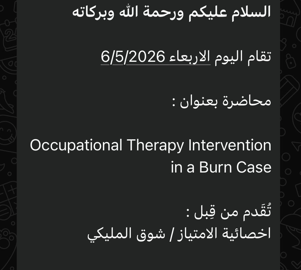 Shougbaddr's tweet photo. Occupational Therapy Intervention
in a Burn Case!!

very important area in OT that supports patient independence

Definitely something every OT should know🌟🌟 https://t.co/P5VrrWfrkM