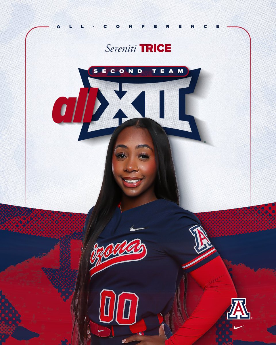 ArizonaSoftball's tweet photo. 𝐀𝐋𝐋-𝐁𝐈𝐆 𝟏𝟐 🏆

Sereniti Trice earns second-team All-Big 12 honors after batting .415 with 63 hits and assisting in 27 double plays during the season! https://t.co/f4AoJd0tBl