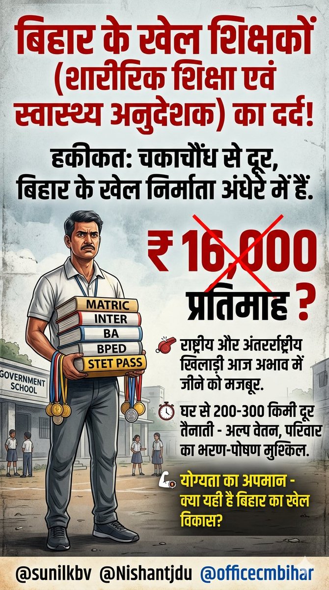 <a href="/ArunCompa/">सरकारी समस्या</a> <a href="/VijayKrSinhaBih/">Vijay Kumar Sinha</a> <a href="/BJP4India/">BJP</a> <a href="/BJP4Bihar/">BJP Bihar</a> <a href="/BiharEducation_/">Education Department, Bihar</a> <a href="/btetctet/">बिहार शिक्षक मंच</a> <a href="/PratikVoiceObc/">Pratik Patel</a> <a href="/ChitranjanGaga1/">Chitranjan Gagan</a> <a href="/yadavtejashwi/">Tejashwi Yadav</a> <a href="/jansuraajonline/">Jan Suraaj</a> <a href="/iPriyaSinha/">Priya Sinha🇮🇳</a> <a href="/IPRDBihar/">IPRD Bihar</a> <a href="/BiharTakChannel/">Bihar Tak</a>