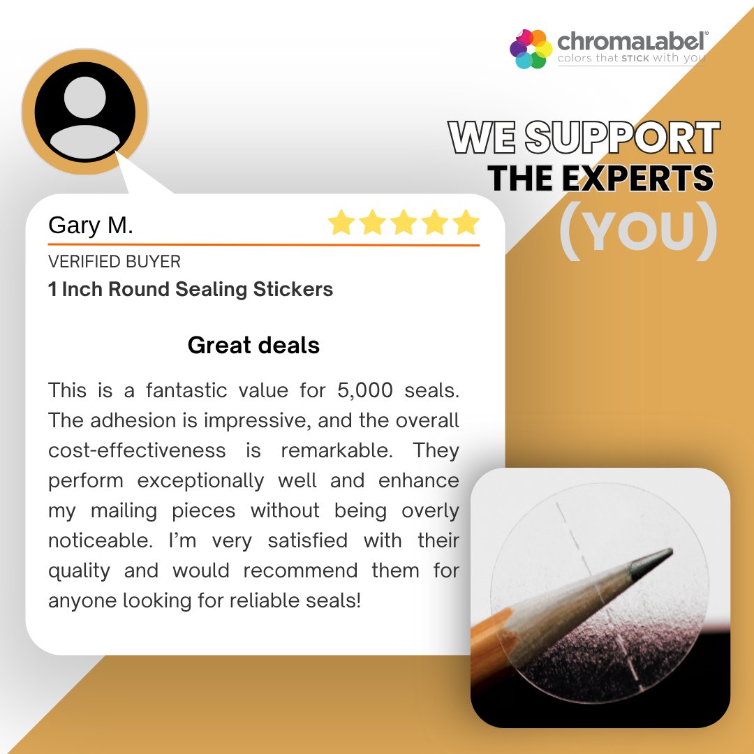 💌 Seal your mail with confidence!
Our 1" Round Sealing Stickers deliver strong adhesion, subtle style, and unbeatable value — 5,000 seals per pack!