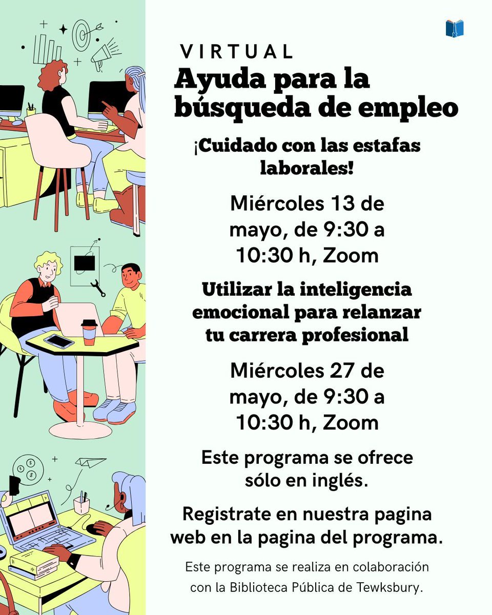 ActonCitLibrary's tweet photo. Virtual - JOB SEARCH HELP -- Beware Of Job Scams! Wed, May 13, 9:30—10:30 AM, Zoom. Sign up for the Zoom link on the program page on our website:https://t.co/cO8taF4ghP https://t.co/yimJZXFzr4
