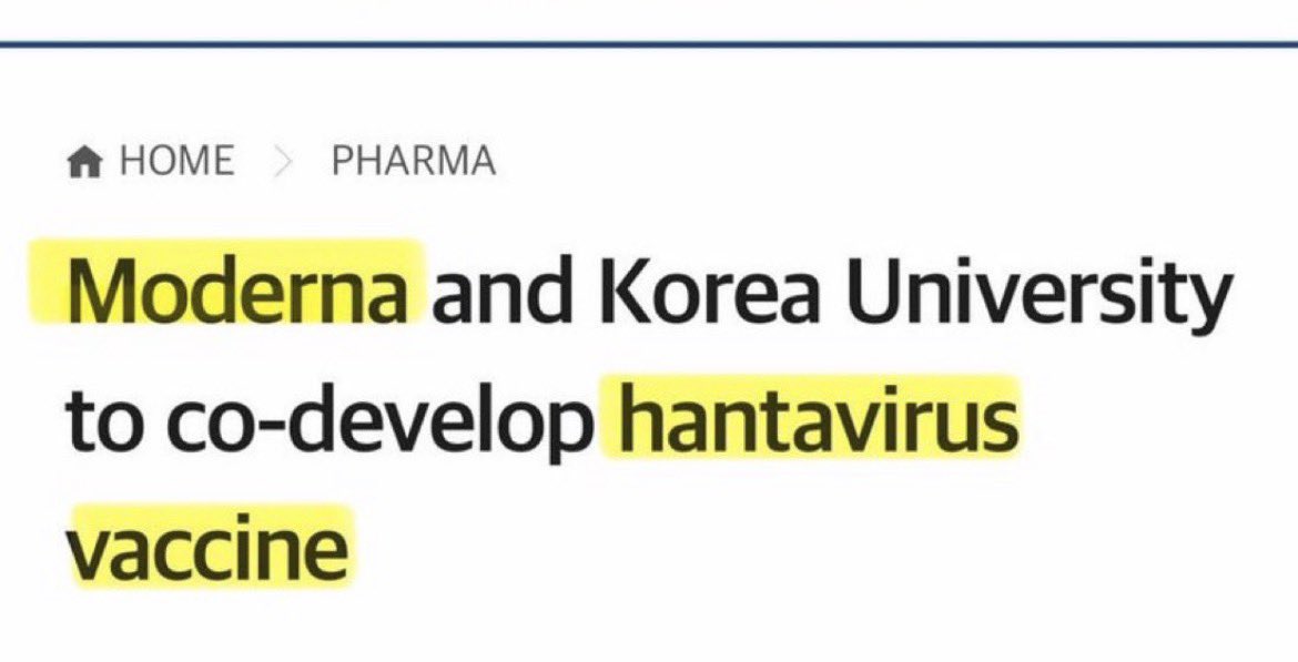 Moderna is cooking up a vaccine for the hantavirus…

Here we go again
