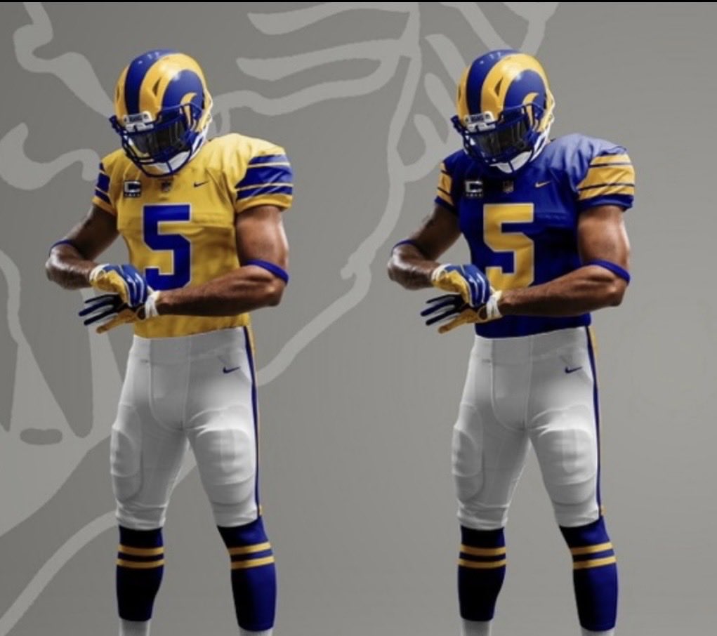 ericsgeller's tweet photo. @3103ngek No. If you’re going to go yellow, do it right. It’s the 75th anniversary season of the 1st major pro sports championship in L.A. &amp; west of the Mississippi. 1951 L.A. @RamsNFL won the #NFLChampionship. Wear the uniform in the picture I included and raise a banner at @SoFiStadium! https://t.co/Fpec35YSyt
