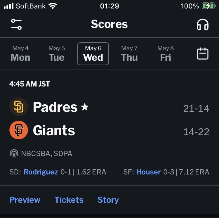 y_yt's tweet photo. Padres @ Giants on MLB TV：
CLの準決勝のバイエルン対パリの試合と重なるので、ライブでは観れません。

で、リリーフ投手として絶好調の若手のB. ロドリゲスがウォルドロンに代わって先発なんですね。つまり、パドレスはプルペンデイということですね。
＋タティスJr.の休養日です。 https://t.co/52mTKoDvUm