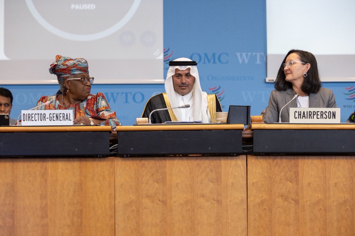 NOIweala's tweet photo. Today we welcomed our new GC chair, H.E. Amb Clare Kelly @CKellyNZ of New Zealand - trusted, respected and known for her calm and clarity of purpose. I look forward to working with you. We said goodbye to H.E. Amb Saqer Almoqbel of Saudi Arabia, our former GC Chair, whose wisdom, generosity of spirit and thoughtfulness were commended by every Member. Thank you for your warmth and collegiality during your time as GC Chair. Wishing you the very best. @gaft_sa