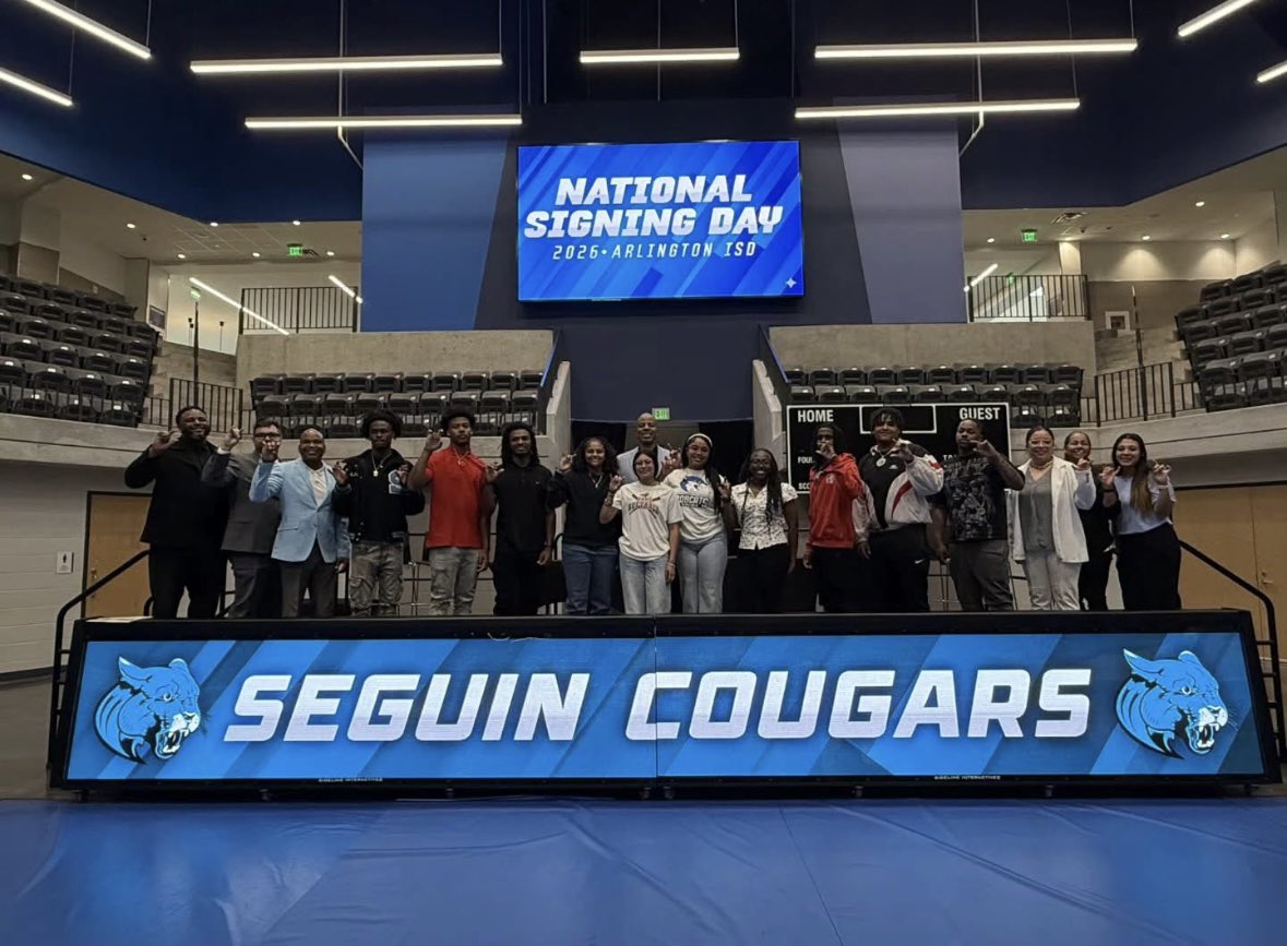 SeguinCougarFB's tweet photo. Excited to celebrate our seniors about to graduate and play at the next level! Thank you for continuing to create the culture and raise the standard! #SeguinNation #Southside #AllGritNoQuit 💙🖤🐾 @coachjoegordon @blin_jr @AISD_ATH @CoachBencke https://t.co/cqqJm50HOk