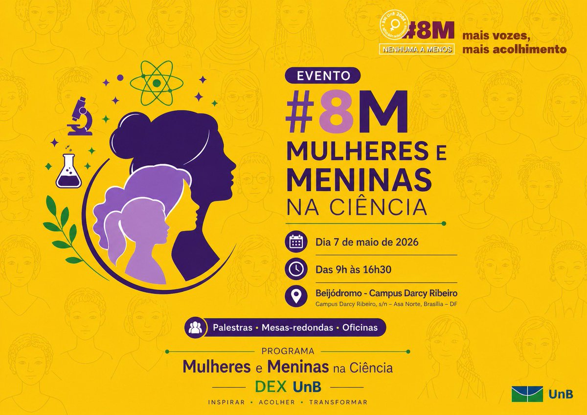MeninasComp's tweet photo. ✨ Nesta quinta-feira, 7 de maio, a equipe do Meninas.comp marcará presença no evento “#8M Mulheres e Meninas na Ciência”! 💜🚀

Será um momento de troca, inspiração e fortalecimento da presença feminina na ciência e na tecnologia. 🌟👩‍💻🔬

Venha participar com a gente! ✨ https://t.co/HQh49eX8Og