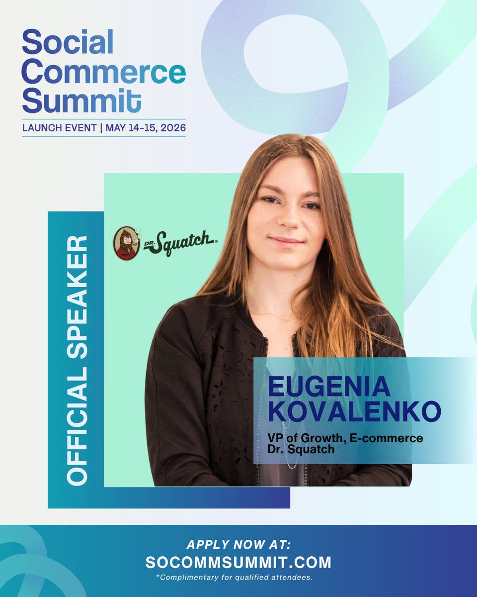 socomnews's tweet photo. Eugenia Kovalenko is joining Social Commerce Summit.

VP of Growth, E-commerce at @DrSquatchSoapCo , Eugenia brings sharp insight on scaling modern consumer brands.

🔥 80% capacity. Apply now: https://t.co/0ZIUHiYWy5

#SocialCommerceSummit #SocialCommerce https://t.co/B9O8Q8699U