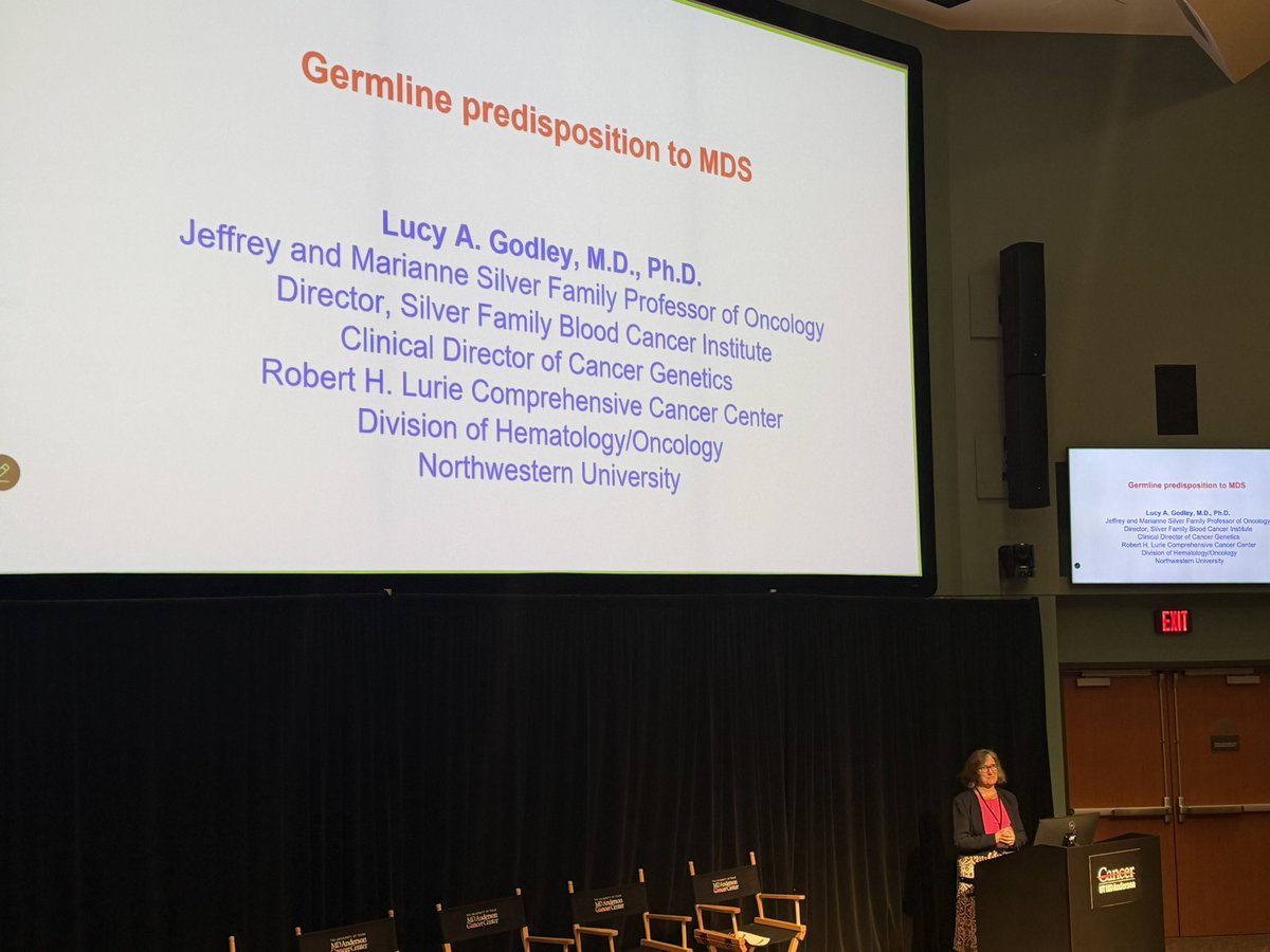 emmamgroarke's tweet photo. A great session on predisposition to myeloid malignancy at the @UTMDAnderson #MDS symposium! Lucy Godley @NorthwesternU gave the keynote opening talk showing the high incidence of germline predisposition in #MDS patients. 1/7 https://t.co/dz9Gh63rrV