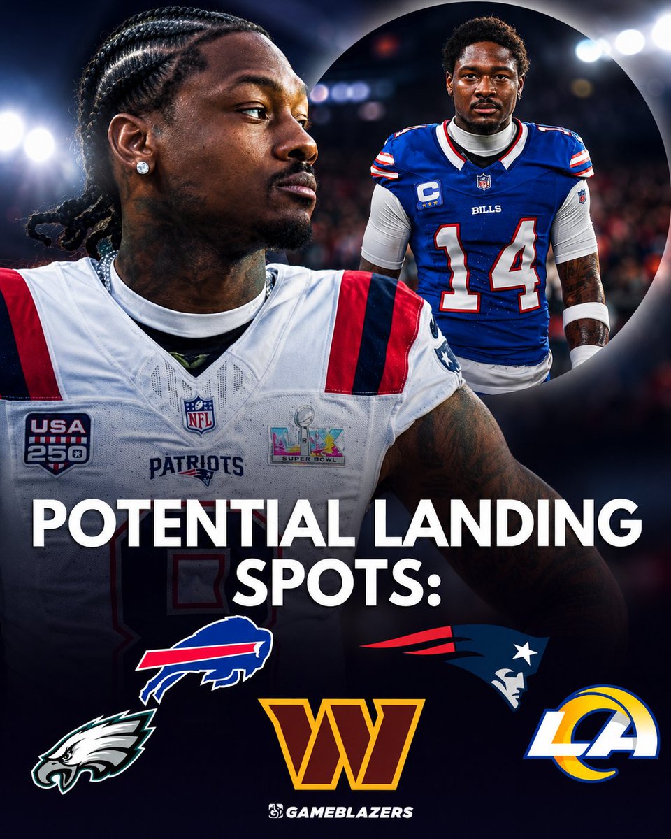 Footballblazer_'s tweet photo. Now that WR Stefon Diggs has been cleared of all charges, he willl now focus on signing for a team for the 2026/2027 season 👀

His top 5 most likely landing spots acording to reports right now are the Eagles, a return to the Buffalo Bills, a return to the Patriots, the Commanders, and the Rams.

Eagles could use WR depth with Brown leaving

Bills could also use WR depth as they heavily lacked that last season

The Commanders are over chasing Aiyuk and are looking at other Options

A return to the Patriots is still on the table

The Rams are looking to add WR depth as well
