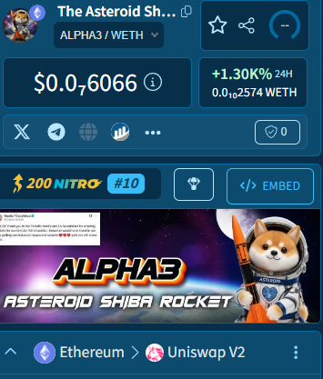 Asteroid Shiba Rocket $ALPHA3 tweet media