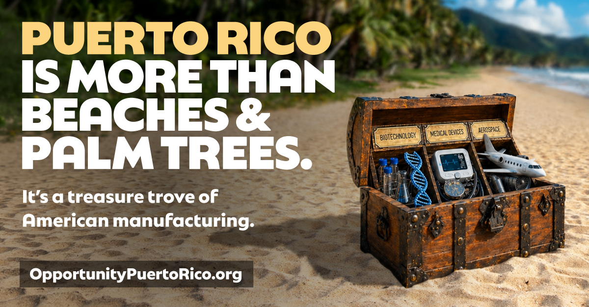 PR_Opportunity's tweet photo. Puerto Rico is helping to build a stronger America.

The Island is a treasure trove of American manufacturing.

Learn more: https://t.co/E6UGLFqRC7 https://t.co/lFLu4rgfnM