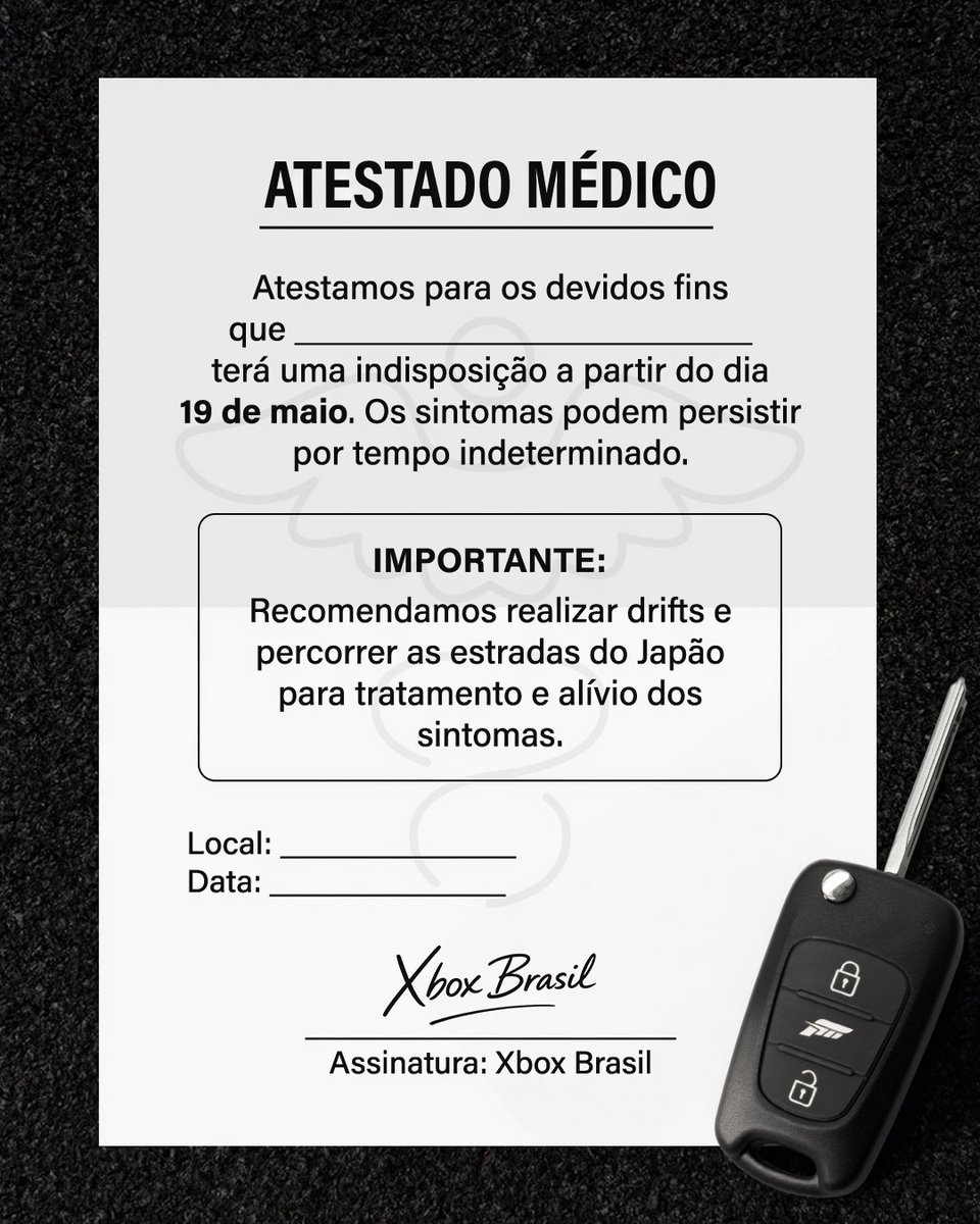 Recomendamos muita hidratação e alguns drifts no Japão nessa recuperação 👀
