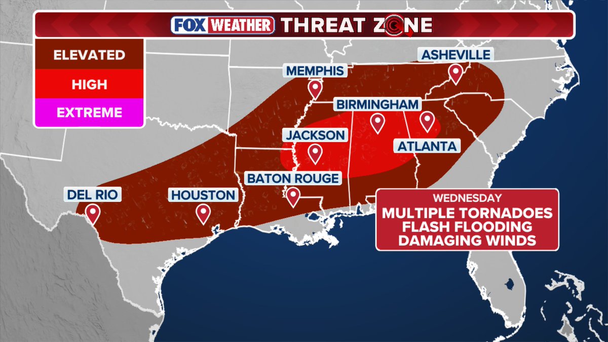 STAY ALERT 🚨: Severe storm threats shift into the Southeast today, with ...