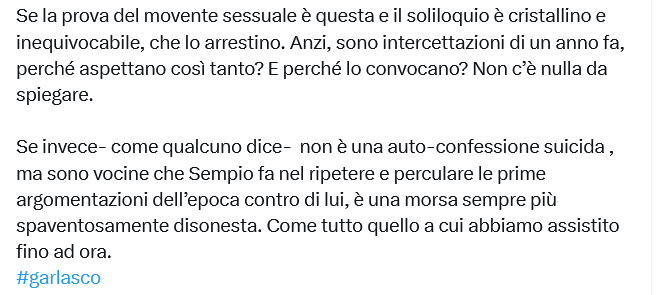 #Garlasco non polemizzo mai con Slvaggia Lucarelli. Non merita attenzione. Ma parlare della Procura di Pavia in termini (con un se purgativo ) di "Morsa spaventosamente disonesta" come il resto delle indagini,  è veramente oltre ogni limite.
