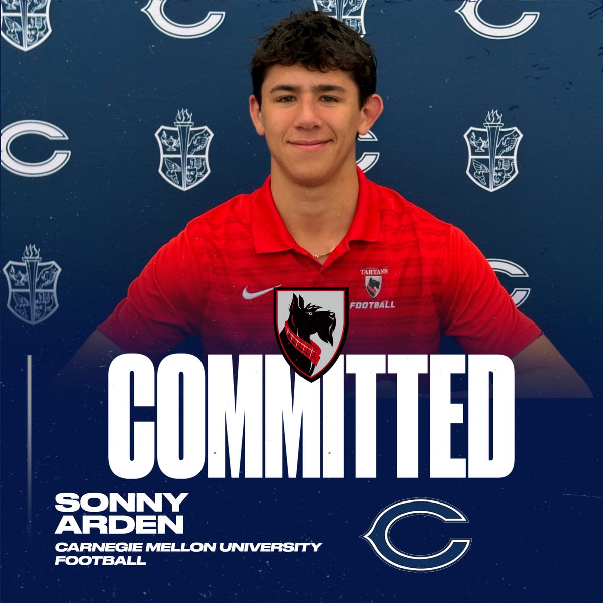 ChathamCougars's tweet photo. Congratulations to Sonny Arden who will continue his athletic career at Carnegie Mellon University playing Football. Good luck and thank you for an amazing four years at CHS! @ChathamsTAP @Athletics_CHS @ChathamCourier1 @ChathamHS @dailyrecordspts @ChathamCougars @tartanathletics https://t.co/R3i7wHehSX