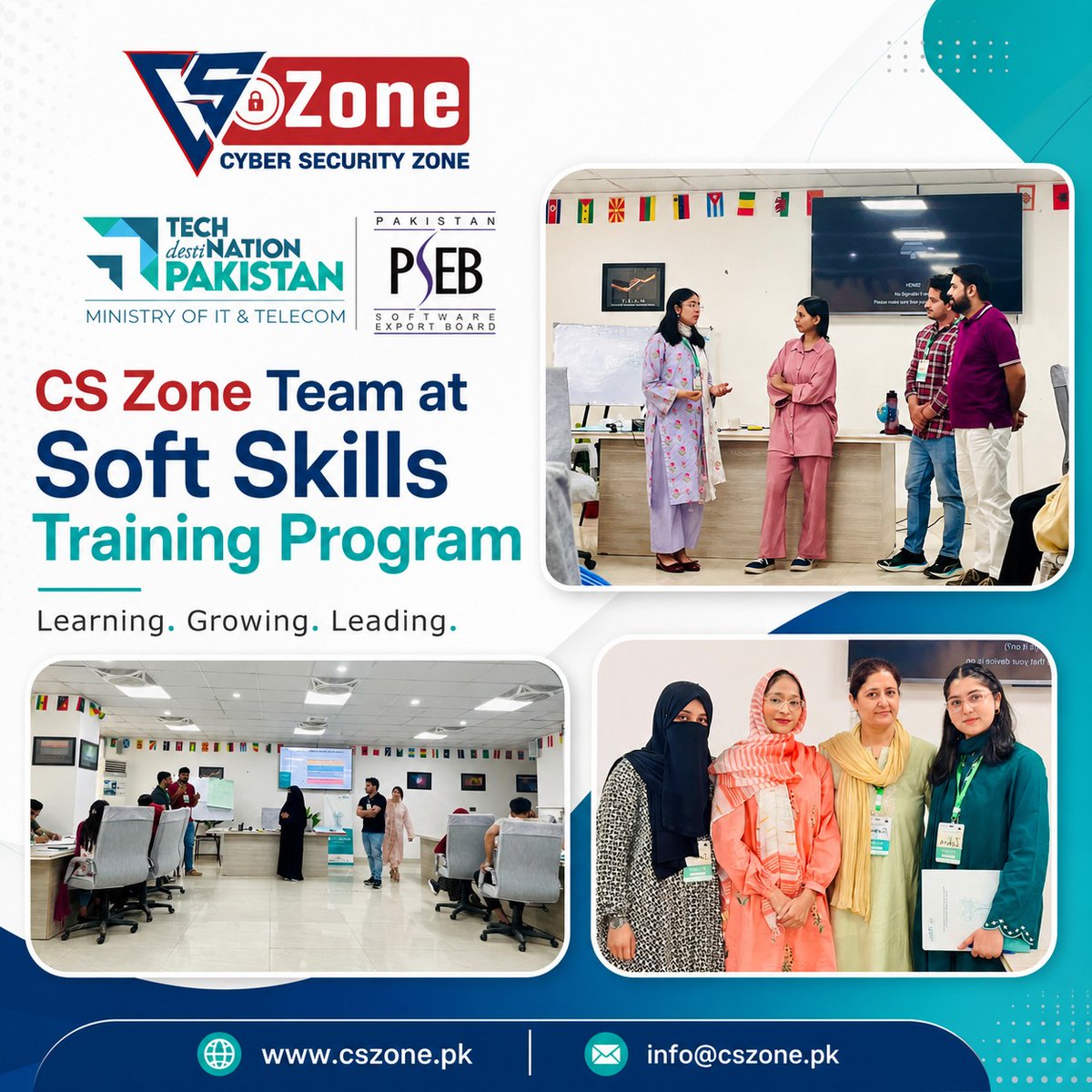 CSZone_pk's tweet photo. Team 𝐂𝐒 𝐙𝐨𝐧𝐞 joined the 𝐒𝐨𝐟𝐭 𝐒𝐤𝐢𝐥𝐥𝐬 𝐓𝐫𝐚𝐢𝐧𝐢𝐧𝐠 𝐏𝐫𝐨𝐠𝐫𝐚𝐦 for IT pros!🚀
Sharpening communication, leadership &amp; teamwork skills to build a stronger IT workforce.

#CSZone #SoftSkills #ProfessionalGrowth #PSEB #TechDestinationPakistan https://t.co/rdN2g8ZUsI