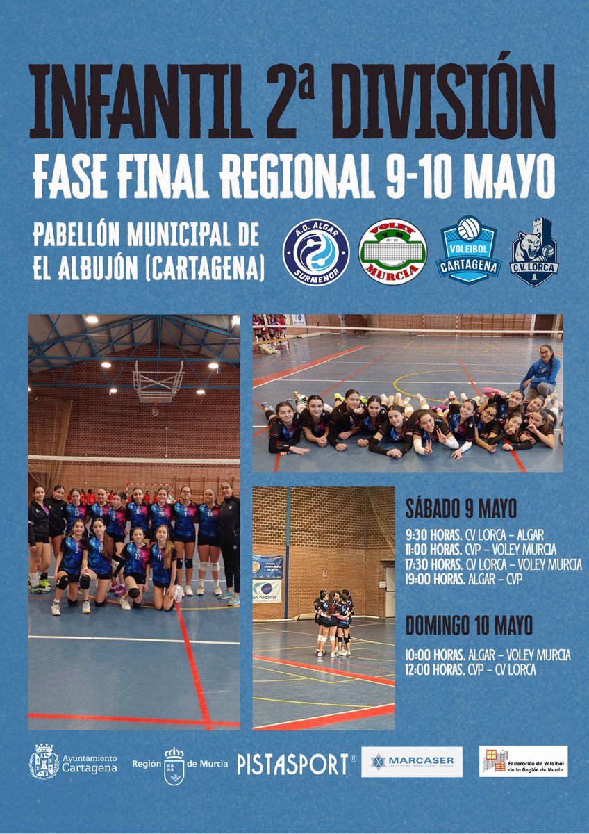algarsurmenor's tweet photo. Lucha por la 👑 de 2a división 

La Fase Final Infantil Femenina de esta categoría se disputará en el Pabellón de El Albujón el 9 y 10 de mayo 🙌🏼

🔝 La emoción y el espectáculo están asegurados

¡Os esperamos en las gradas! https://t.co/vhclZFL4Sk