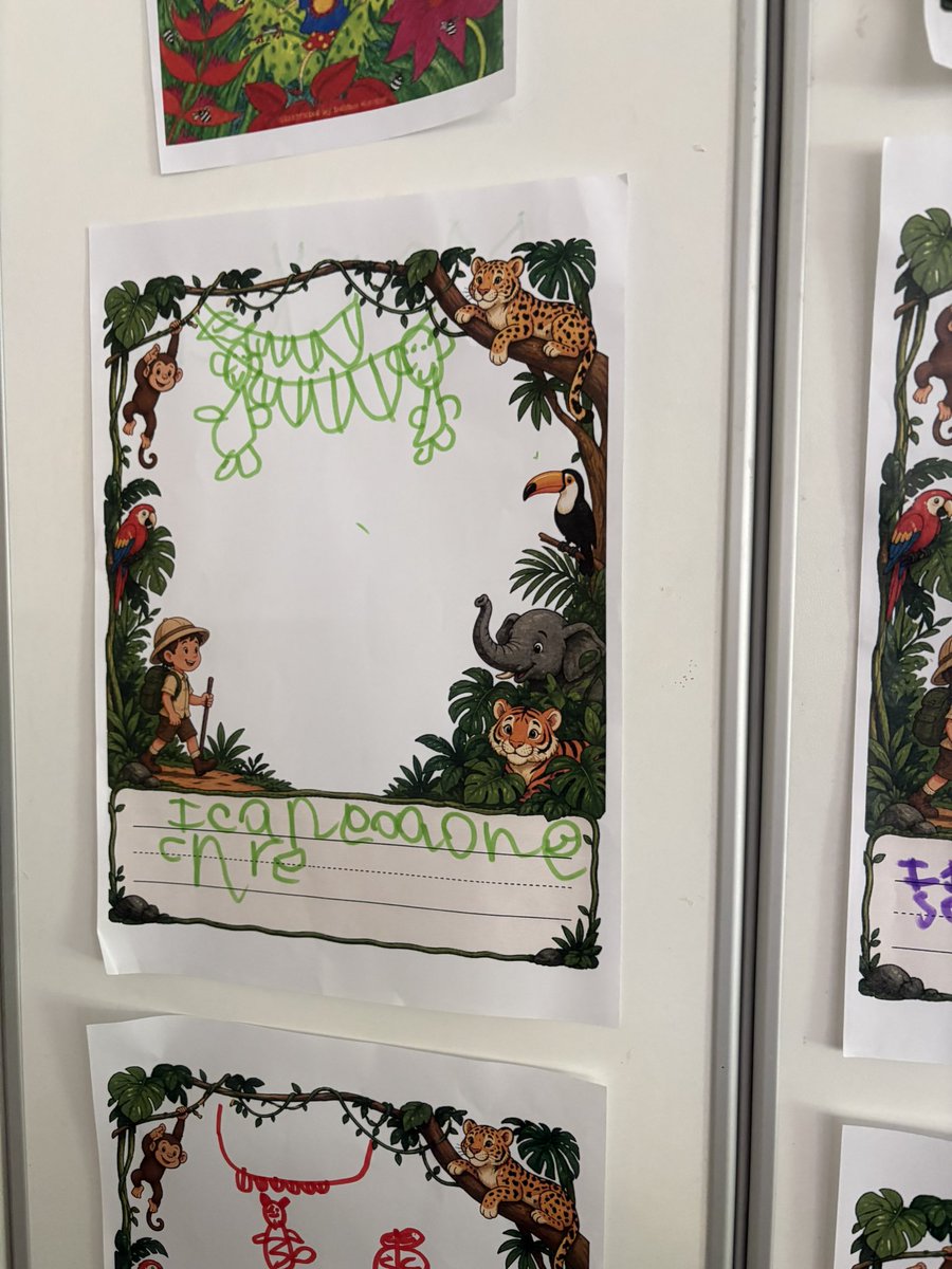 MrsGriffiths7's tweet photo. This week we are exploring animal habitats through the story. Walking in the jungle 🍃🌿🐍🦁🦍🐆 #eyfs #drawingclub #animals https://t.co/hyKCmLKevf