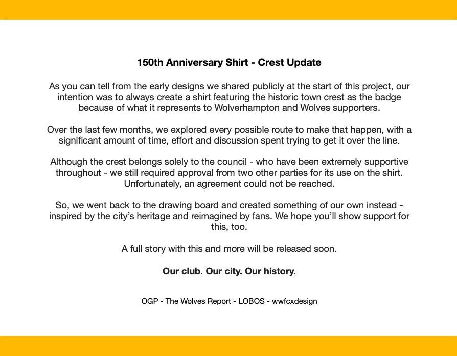 oldgoldpack's tweet photo. Crest Statement #wwfc https://t.co/rgnIvb3jf3