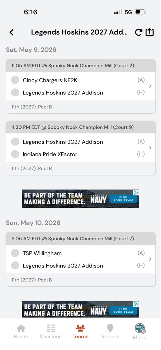 FosterC27's tweet photo. @muh_wbb @CoachRoe22 here is my schedule for this coming weekend at Spooky Nook, I hope you can catch one of my games! https://t.co/hK4yha4s1i