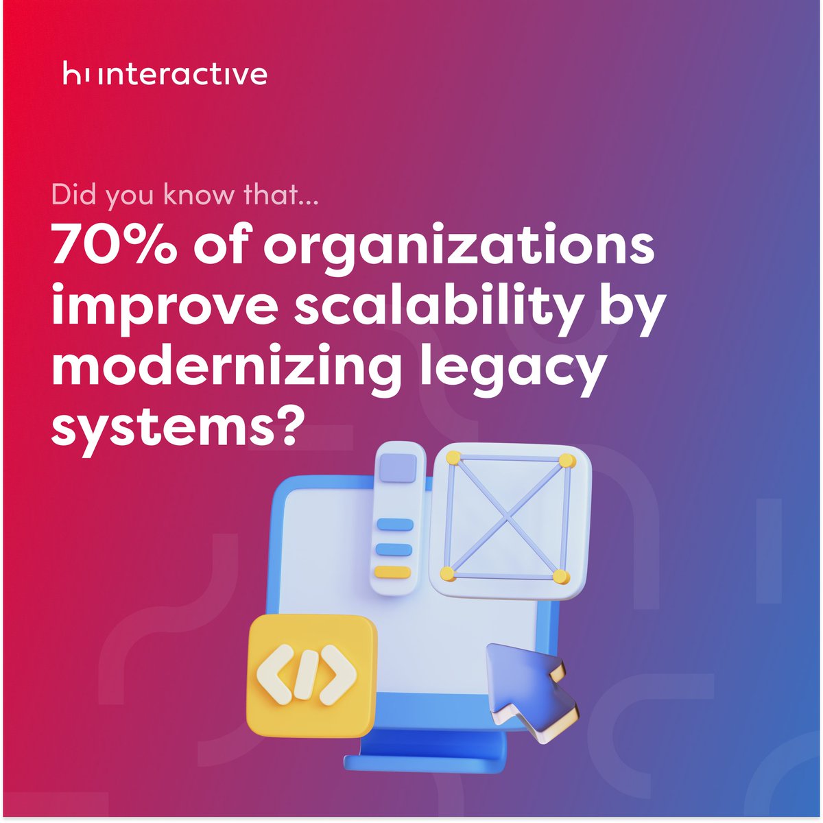 hiinteractive's tweet photo. 70% are already moving forward.
Modernizing legacy isn’t just about technology,
It’s about unlocking scalability, speed, and future growth.
The real question is: what’s holding the other 30% back? https://t.co/OwvspPkss2
