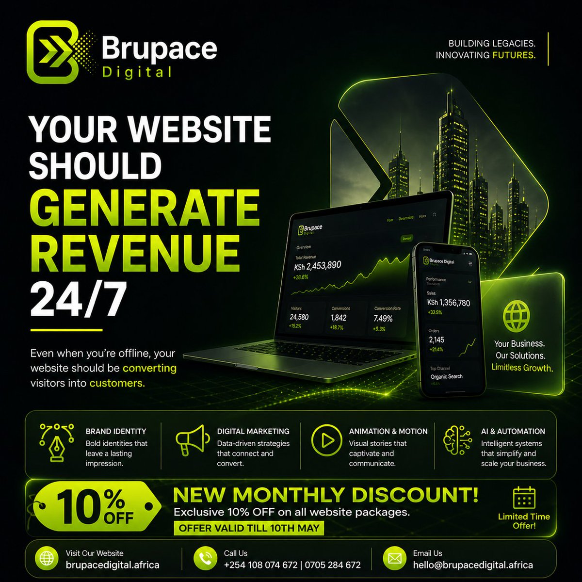 samohw__'s tweet photo. If your business isn't growing online, you're leaving money on the table. 💰
At @brupacedigital, we turn brands into digital powerhouses — SEO, Social Media, Paid Ads, Content &amp; more.
Follow us. Learn. Grow. Win. 🚀
#DigitalMarketing #KenyaBusiness #MarketingAfrica #EastAfrica https://t.co/e4AwRZzXb8