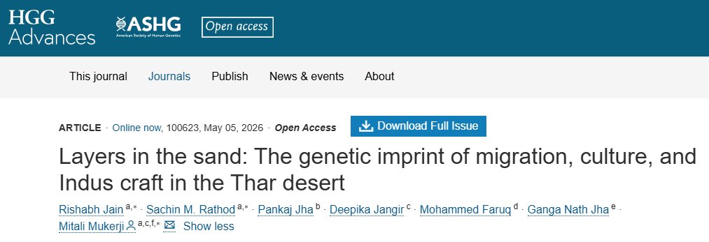 HGGAdvances's tweet photo. 🧬New from Jain et al!
📄Layers in the sand: The genetic imprint of migration, culture, and Indus craft in the Thar desert
👉 https://t.co/g11tHlhbUS https://t.co/cgvOymI0bv