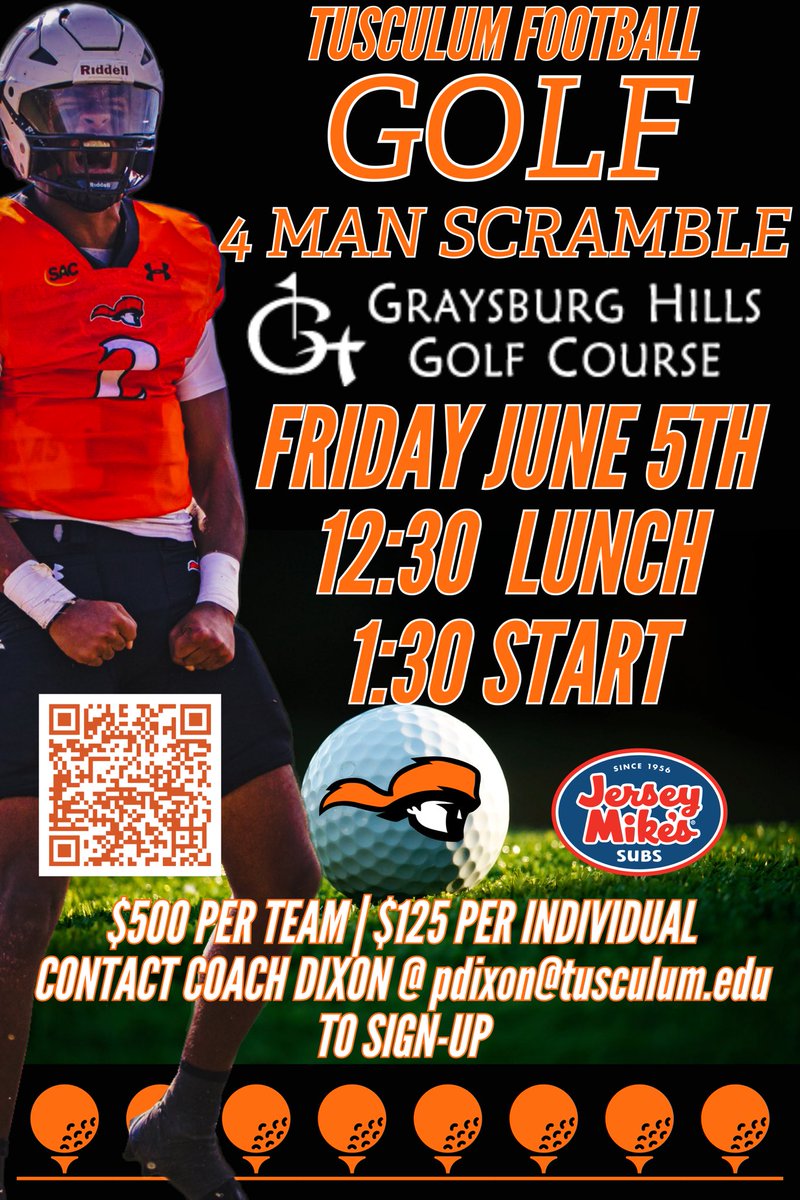 taylorbetsu32's tweet photo. SAVE THE DATE!!!
Friday June 5!!!!!
Celebrating Tusculum Football with golf and fellowship for a great cause!!!
Everyone welcome!!! https://t.co/FHdxanWZPg