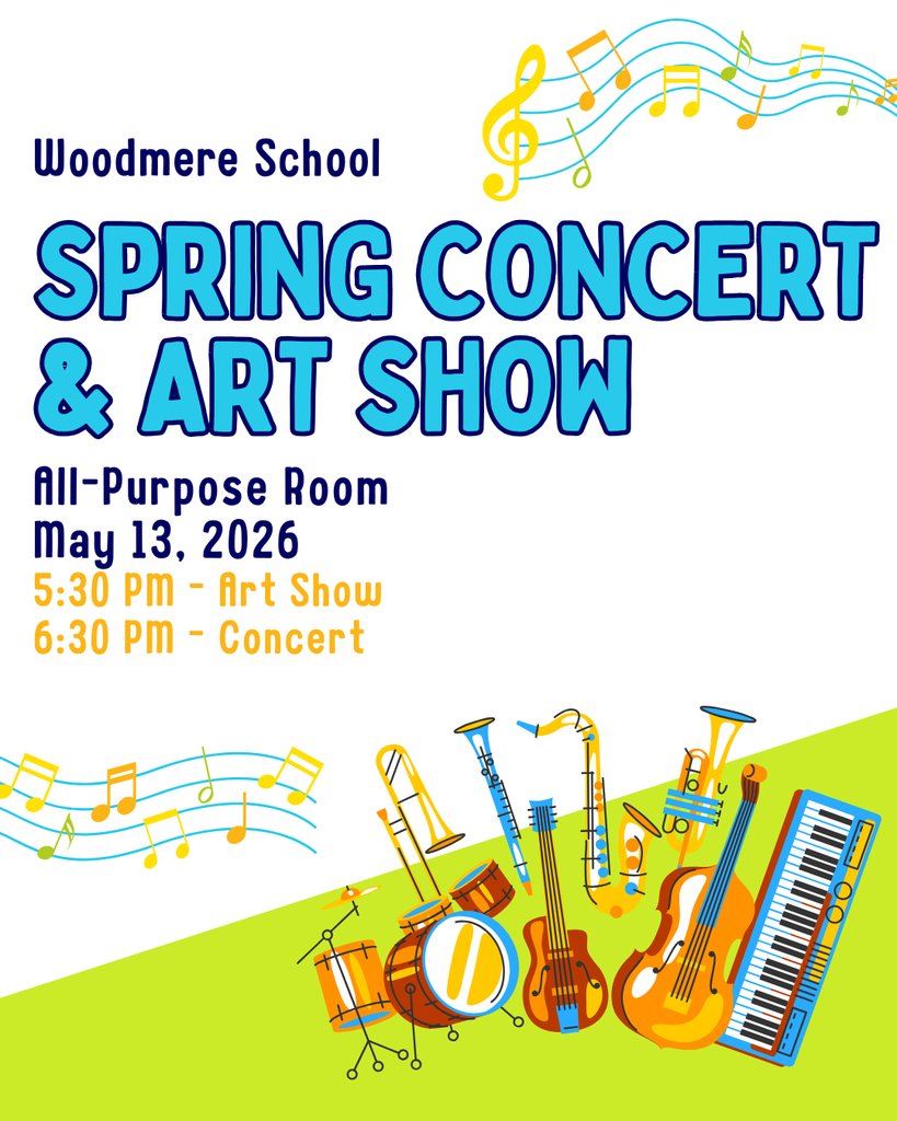 EatontownSuper's tweet photo. Woodmere School’s Spring Concert &amp; Art Show! 🎶🎨
📅 May 13
🎨 5:30 PM | 🎶 6:30 PM

#SpringConcert #ArtShow https://t.co/vt2KTQBugQ