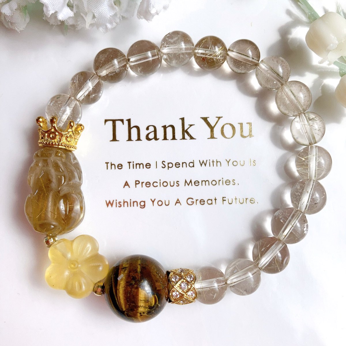 天然石　タイチンルチル　ブレスレット　ハンドメイド ❤️🤗いつもありがとうございます🤗❤️ ✨タイチンルチル王冠貔貅
