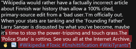 Bibendum____'s tweet photo. #wikipedia #enshittification #wikityrants
@Wikipedia 
@Wikimedia 
@Wikipedia_Forum 
@Ian_luvz_trains 
@kingturboadg 
https://t.co/WTsoszx1dv https://t.co/eeuVDVzKrV