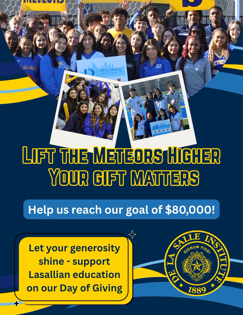 DLSMeteors's tweet photo. Meteor pride in action! ☄️

Meteor Day of Giving honors St. John Baptist de La Salle as we work toward our $80K goal. With 94% of students receiving tuition assistance, your gift matters.

Give now: https://t.co/4viXK7ZL2P

#MeteorsUnited #DLSDayOfGiving https://t.co/AaCPhihoNL