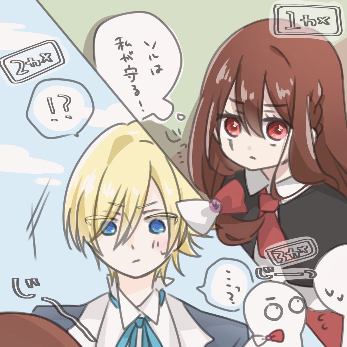 ｿﾙｲｱ💞⦦(˘˘⦦🎀

急に見つめられて(ガン見されて)困惑するｿﾙが描きたかった
𐔌՞･·･՞𐦯✎*。