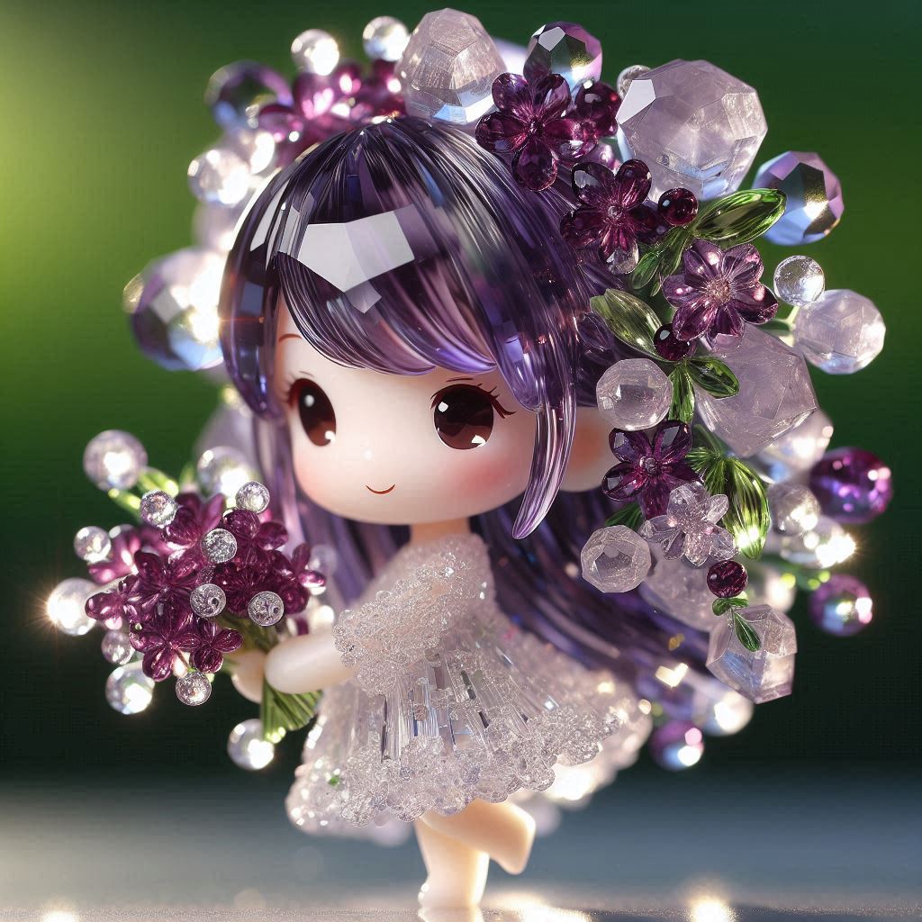 jewelry_bat's tweet photo. 花束を持ったアメジストの女の子

#いつもいいねやリポストをありがとう
#宝石 #AI画像 https://t.co/gcU31UkkUS