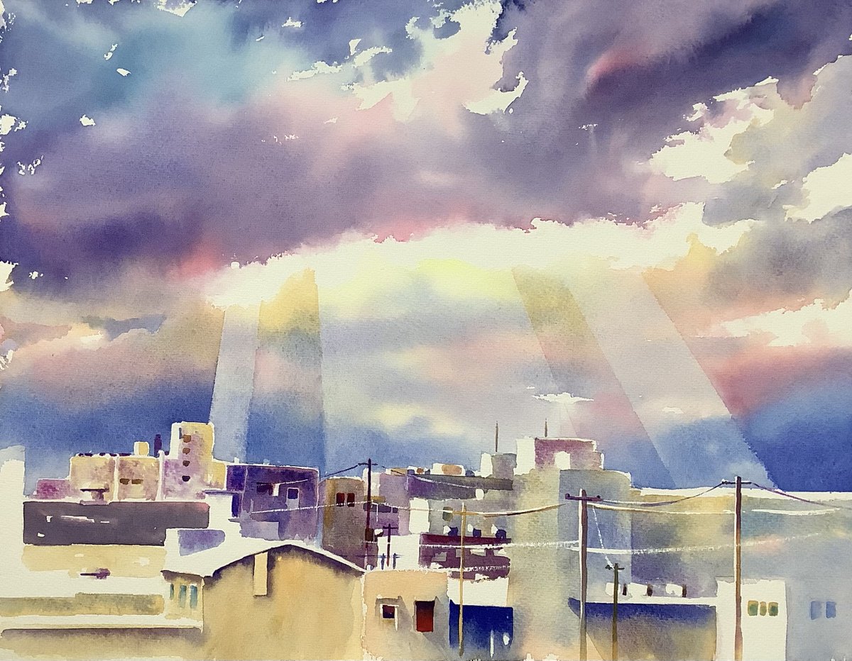 The Magic of Crepuscular rays 第2案 watercolor on paper 410mm