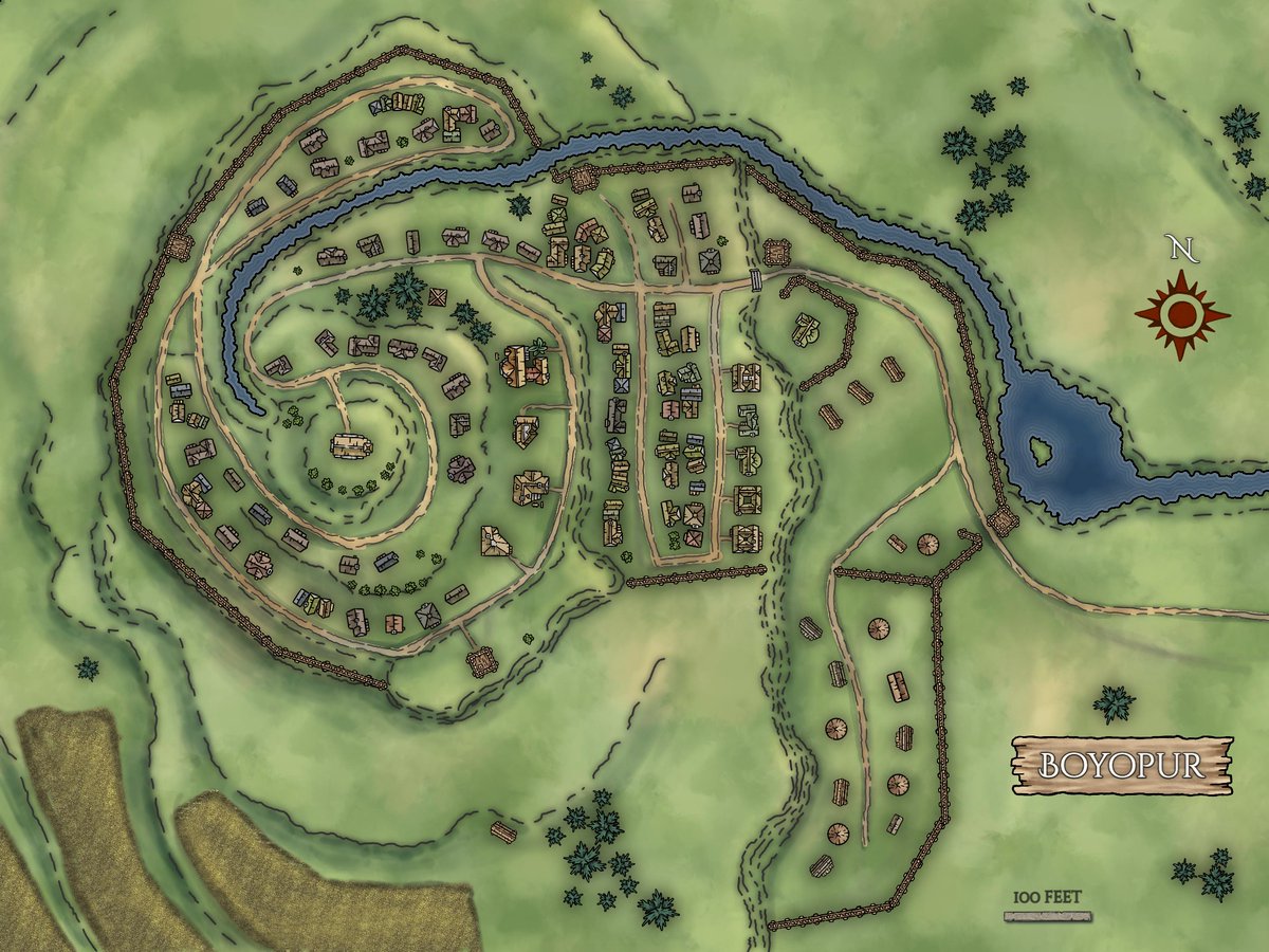 MarteloBlack's tweet photo. Boyopur, where all adventures in Kaung Pi start. Experiment with a new maps style, hand-drawn terrain.
Feedback always welcome.

#ttrpg #fantasymap #dnd https://t.co/KGVA1iu45v