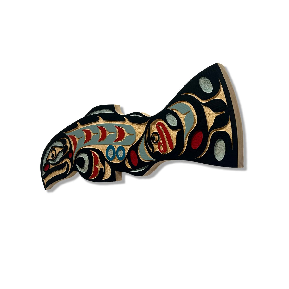 spiritsgallery's tweet photo. Enduring symbol of life’s renewal

This striking Salmon Panel, crafted from yellow cedar, is brought to life through a masterful sandblasting technique a&amp; finished in a serene acrylic palette by Kwakwaka'wakw artist Trevor Hunt.

Learn more about the piece &amp; Trevor Hunt online! https://t.co/li9ClUubay