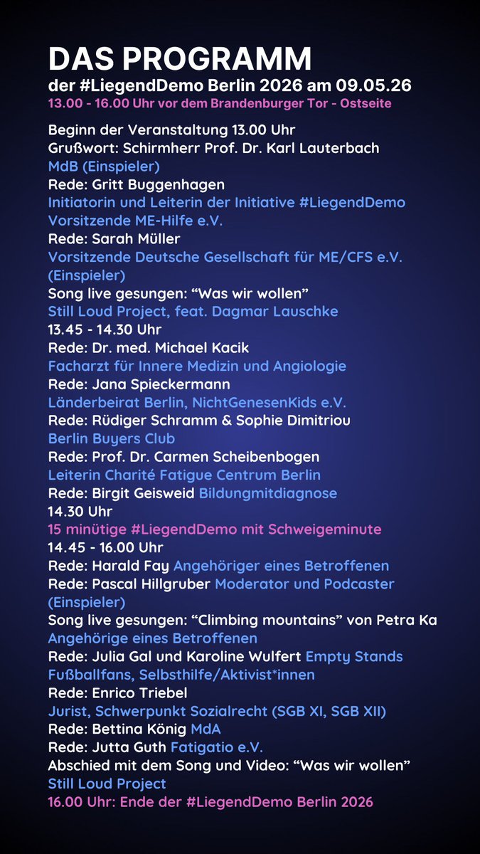 Initiative #LiegendDemo, ME/CFS tweet media