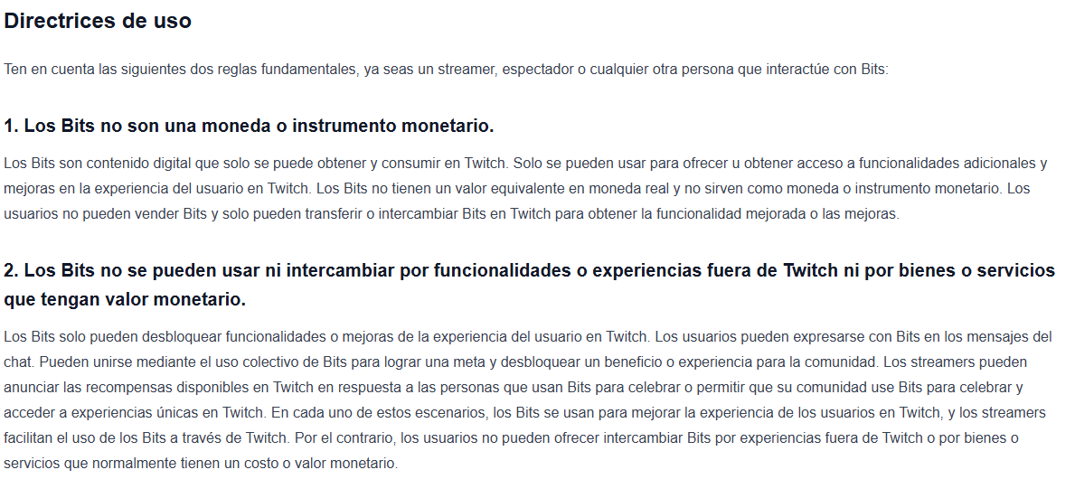 TaketsuCorp's tweet photo. Twitch ha ACTUALIZADO la politica sobre el uso de los bits, entre los cuales estaria PROHIBIDO usarlo en 2 puntos claves

Dejo los puntos en los que NO se pueden usar los bits https://t.co/a7oGhzUozz