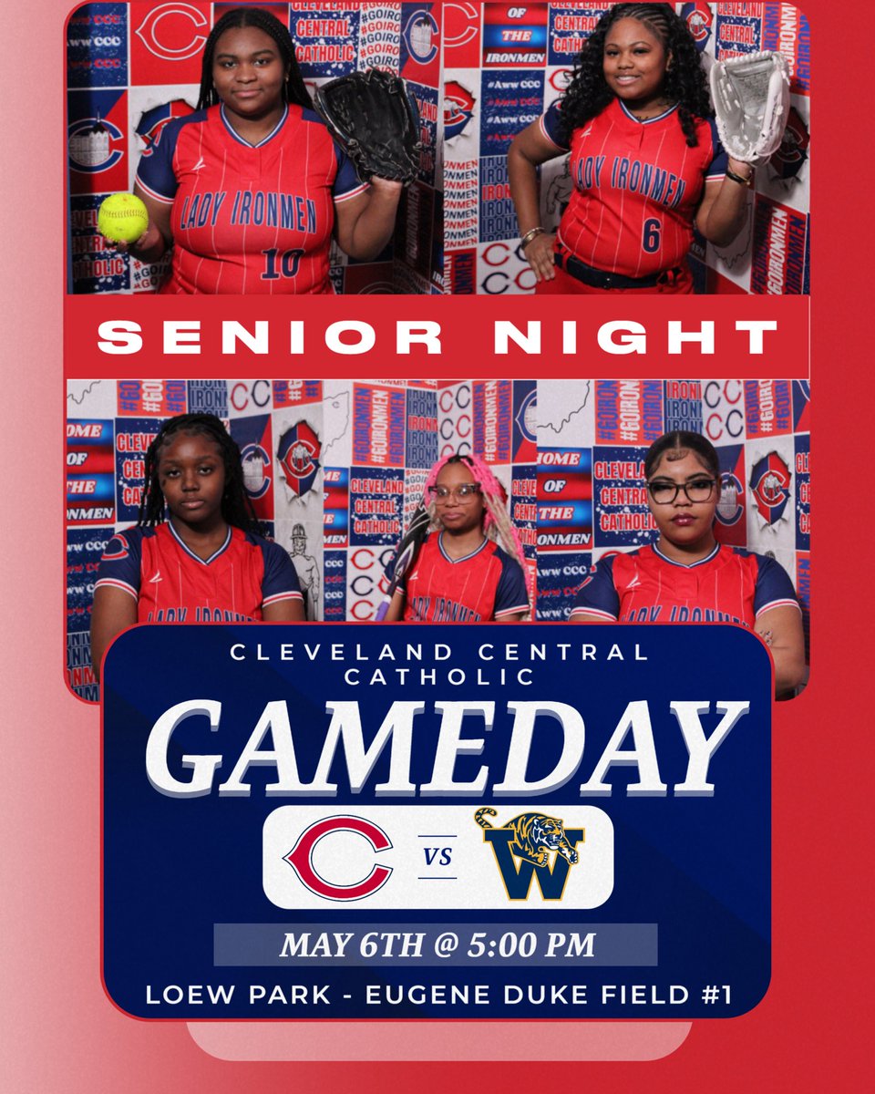 CCCIronmenAD's tweet photo. GAMEDAY: Tonight, Softball will be facing the Warrensville Heights Tigers for Senior Night! First Pitch will be at 5:00pm!

We will also be honoring our Five Seniors prior to the start of the game!

#GoIronmen https://t.co/OOP36F48R4