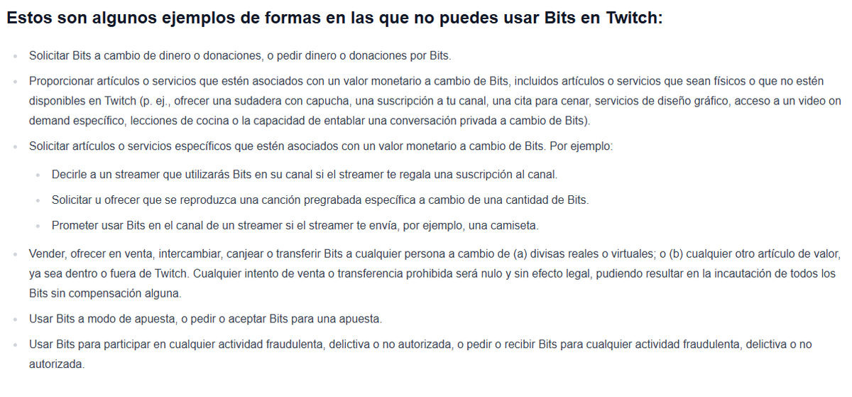 TaketsuCorp's tweet photo. Twitch ha ACTUALIZADO la politica sobre el uso de los bits, entre los cuales estaria PROHIBIDO usarlo en 2 puntos claves

Dejo los puntos en los que NO se pueden usar los bits https://t.co/a7oGhzUozz