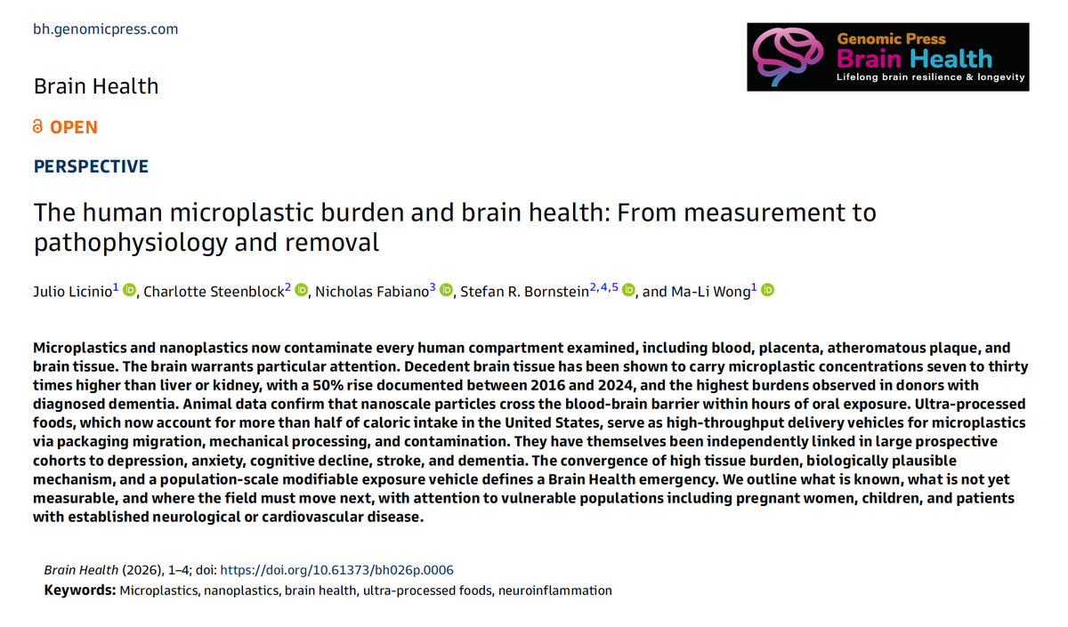 GenomicPress's tweet photo. This is part of the growing micro/nanoplastics crisis now showing up in human brains.
Full open-access Perspective in Brain Health: 
https://t.co/4A4QjvMiRc
Will you switch to glass for microwaving? Drop your answer 👇 https://t.co/LKxysMcip0
