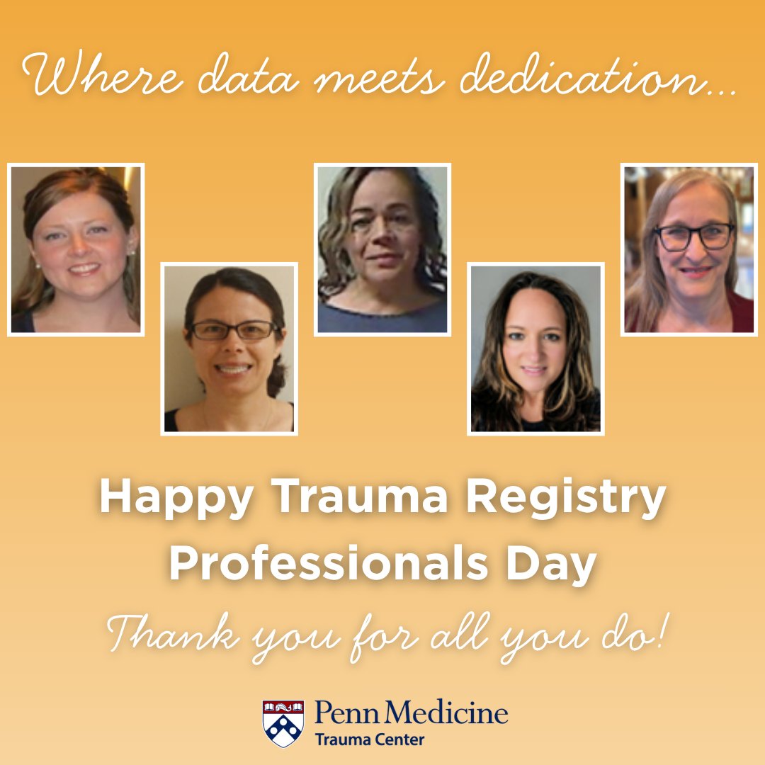 PennTrauma's tweet photo. Today is Trauma Registrars' Day. Alicia, Lauren, Lizette, Denise, Danielle, and Erin work behind the scenes making sure every patient is accounted for, and   what they learn shapes our injury prevention work in the community. Penn Trauma is better because of them. 💙 https://t.co/bHzjQKSZKa
