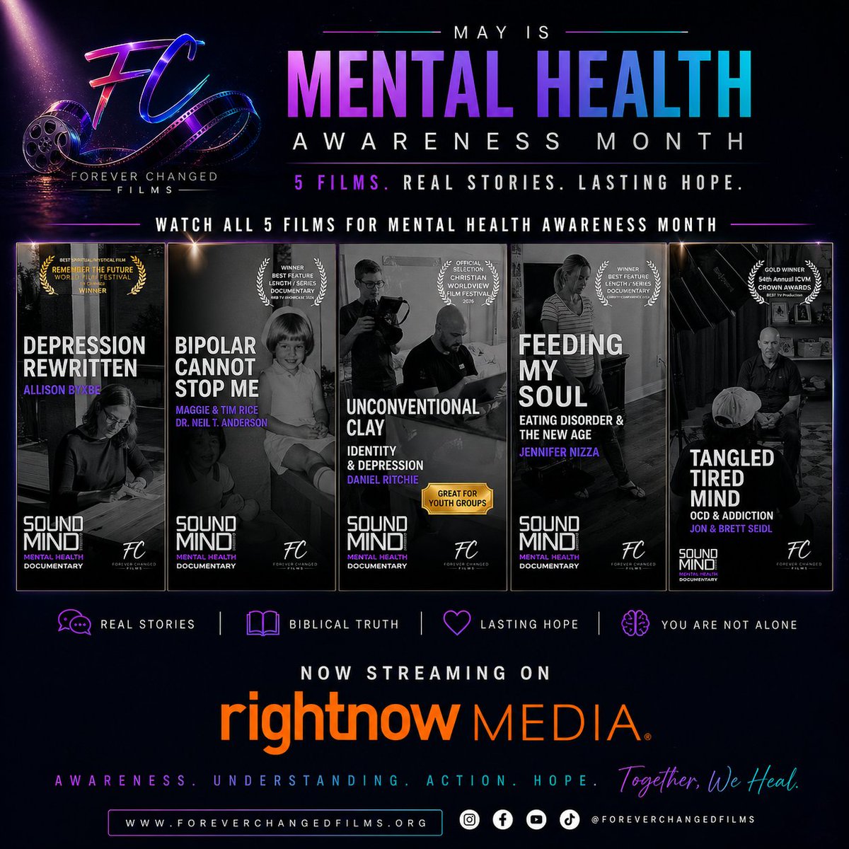 BrianAMesimer's tweet photo. Excited that documentary content I have been working on with ForeverChanged is live today on RightNow Media. If you have access to an account, go take a look. These is a unique project that highlights the resources of our faith for mental health. https://t.co/H3iSZV3mIL